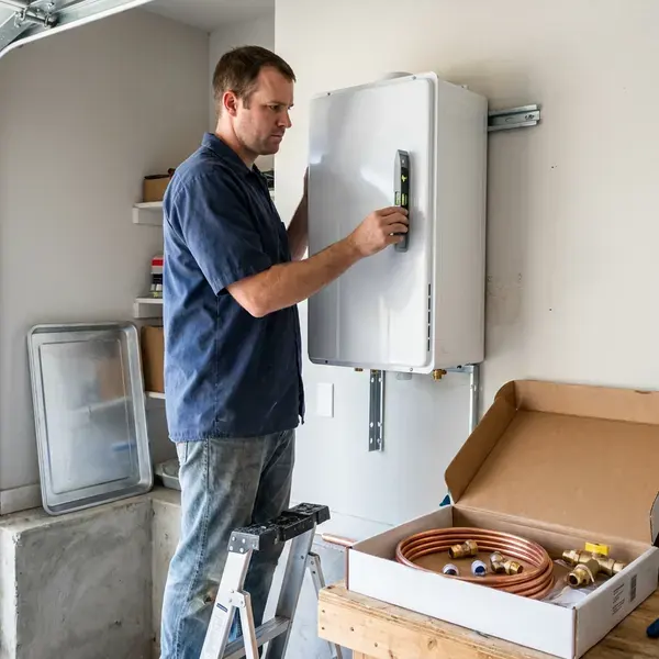 FBN Plumbing technician providing electric tankless water heater installation in Virginia Beach, VA
