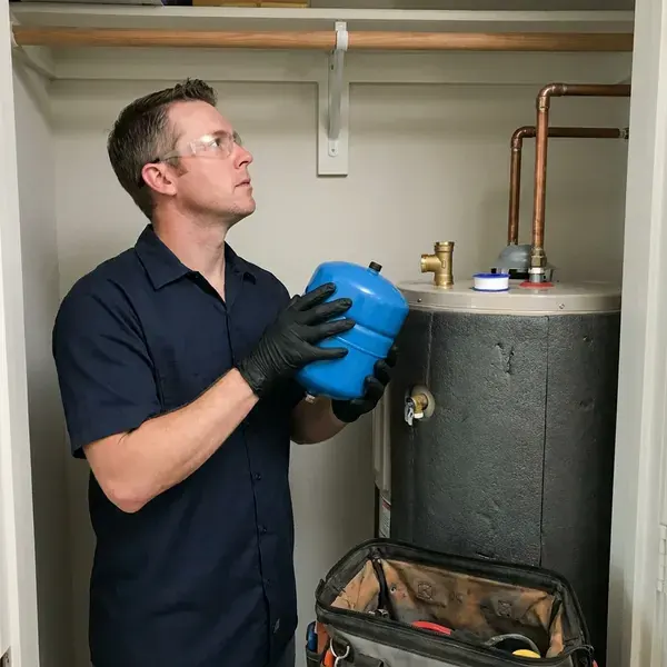 FBN Plumbing technician providing water heater expansion tank installation in Virginia Beach, VA